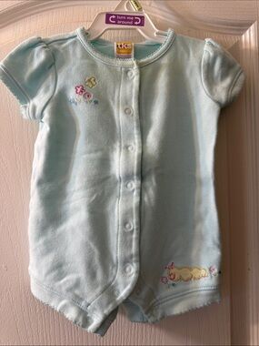 Baby Light Blue Short-Sleeve One-Piece Romper